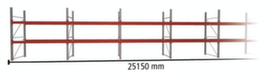 META Palletstelling MULTIPAL voor 81 pallets, 25150 mm breed, 3 opslagniveaus