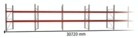 META Palletstelling MULTIPAL voor 99 pallets, 30720 mm breed, 3 opslagniveaus