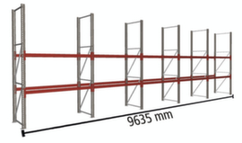 META Palletstelling MULTIPAL voor 30 pallets, 9635 mm breed, 3 opslagniveaus