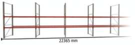 META Palletstelling MULTIPAL voor 72 pallets, 22365 mm breed, 3 opslagniveaus