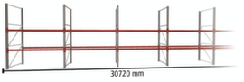 META Palletstelling MULTIPAL voor 99 pallets, 30720 mm breed, 3 opslagniveaus