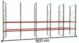 META Palletstelling MULTIPAL voor 30 pallets, 9635 mm breed, 3 opslagniveaus