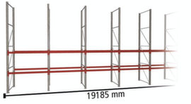 META Palletstelling MULTIPAL voor 60 pallets, 19185 mm breed, 3 opslagniveaus