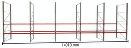 META Palletstelling MULTIPAL voor 45 pallets, 14010 mm breed, 3 opslagniveaus