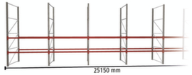 META Palletstelling MULTIPAL voor 81 pallets, 25150 mm breed, 3 opslagniveaus