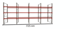 META Palletstelling MULTIPAL voor 32 pallets, 7725 mm breed, 4 opslagniveaus