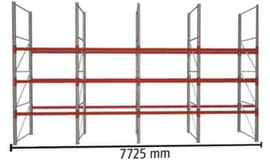 META Palletstelling MULTIPAL voor 32 pallets, 7725 mm breed, 4 opslagniveaus