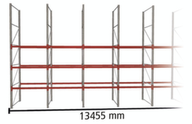 META Palletstelling MULTIPAL voor 56 pallets, 13455 mm breed, 4 opslagniveaus
