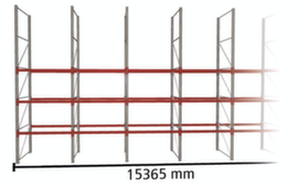 META Palletstelling MULTIPAL voor 64 pallets, 15365 mm breed, 4 opslagniveaus