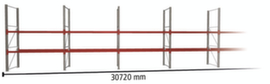 META Palletstelling MULTIPAL voor 66 pallets, 30720 mm breed, 3 opslagniveaus