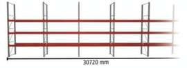 META Palletstelling MULTIPAL voor 88 pallets, 30720 mm breed, 4 opslagniveaus