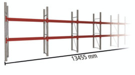 META Palletstelling MULTIPAL voor 21 pallets, 13455 mm breed, 3 opslagniveaus
