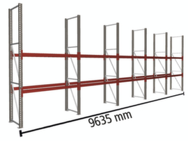 META Palletstelling MULTIPAL voor 15 pallets, 9635 mm breed, 3 opslagniveaus