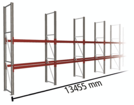 META Palletstelling MULTIPAL voor 21 pallets, 13455 mm breed, 3 opslagniveaus