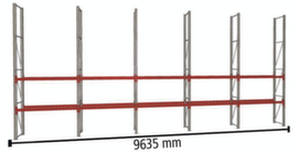 META Palletstelling MULTIPAL voor 20 pallets, 9635 mm breed, 4 opslagniveaus