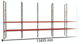 META Palletstelling MULTIPAL voor 28 pallets, 13455 mm breed, 4 opslagniveaus