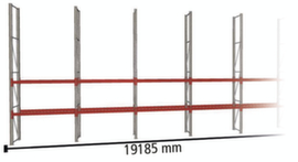 META Palletstelling MULTIPAL voor 40 pallets, 19185 mm breed, 4 opslagniveaus
