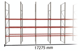 META Palletstelling MULTIPAL voor 36 pallets, 17275 mm breed, 4 opslagniveaus