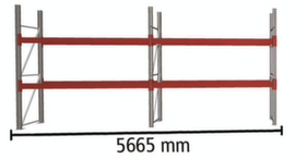 META Palletstelling MULTIPAL voor 12 pallets, 5665 mm breed, 3 opslagniveaus