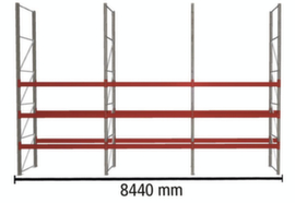 META Palletstelling MULTIPAL voor 24 pallets, 8440 mm breed, 4 opslagniveaus