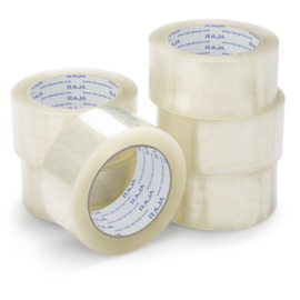 Proefpakket met 6 transparante rollen geruisloze PP-tape Raja 50mm x 66m
