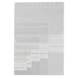 Assortiment 1000 transparante gripzakjes met witte stroken 50 micron Raja