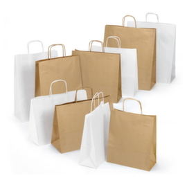 Draagtas van bruin kraftpapier met gevlochten handvatten Raja 40 x 45,8 x 19 cm