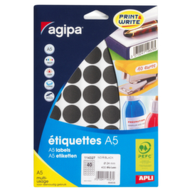 Ronde gekleurde signaaletiketten diameter 30mm zwart