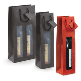 Rode kraftpapieren draagtas met venster voor 1 fles