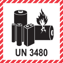 Gevarenetiket lithium ion batterijen los verpakt