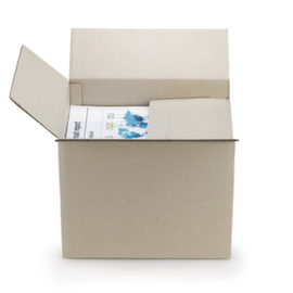 Doos van graspapier in dubbelgolfkarton met variabele vulhoogte 30,5 x 21,5 x 15/22 cm