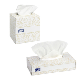 Papieren zakdoekjes Tork in compacte kubus van 100 vellen
