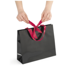 Lakpapieren zakje met satijnen strik zwart 30x10x25 cm