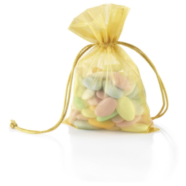 Zakje Organdi voor geschenken goud 9x9