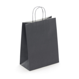 Draagtas van gekleurd effen kraftpapier met gevlochten handvatten - 23x12x30cm - grijs