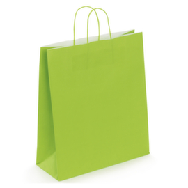 Draagtas van gekleurd effen kraftpapier met gevlochten handvatten - 35x14x40cm - groen