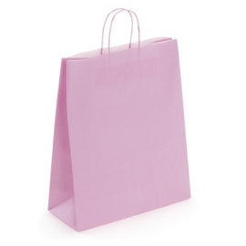 Draagtas van gekleurd effen kraftpapier met gevlochten handvatten - 35x14x40cm - roze