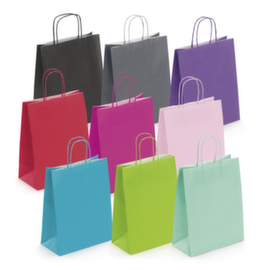 Draagtas van gekleurd effen kraftpapier met gevlochten handvatten - 23x12x30cm - zwart