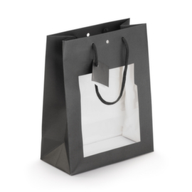 Kraftpapieren zwarte draagtas met venster 22 x 28 x 11 cm