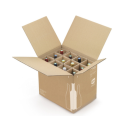 Verzenddoos met manuele kruisverdeling voor 12 flessen 43 x 30,5 x 38 cm