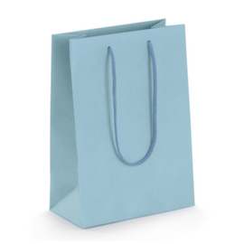 Draagtas van mat kraftpapier lichtblauw 19 x 27 x 10 cm