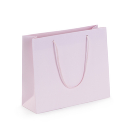 Draagtas van mat kraftpapier lichtroze 30 x 25 x 10 cm